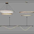 Contemporary Modern Chandeliers Featuring Circular Rings Curved Light Strips And Metal Frame