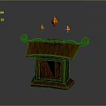 Traditional Roof Ornament With Curved Decorations Carved Panel And Three Glowing Diamond Shapes On Top