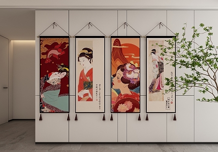 Japanese Decorative Hanging Paintings 3d model