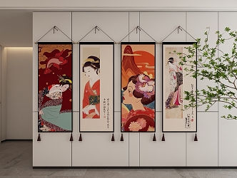 Japanese Decorative Hanging Paintings 3d model