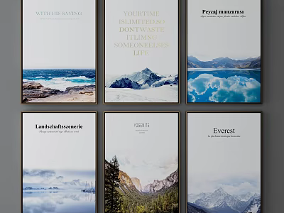 Scenic Landscape Paintings With Ocean Views Mountain Ranges Glaciers And Forests 3d model