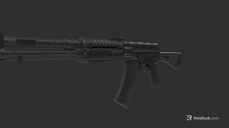 Modern Tactical Rifle With Long Barrel Grip And Military Design Elements 3d model 
