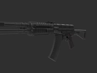 Modern Tactical Rifle With Long Barrel Grip And Military Design Elements 3d model