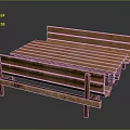 Wooden Slatted Table And Bench Set With Sturdy Structure For Indoor Outdoor Use