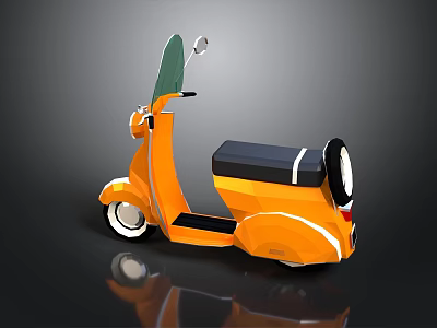 Stylish Orange Cartoon Scooter Design With Windshield Black Seat And Wheels 3d model