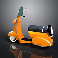Stylish Orange Cartoon Scooter Design With Windshield Black Seat And Wheels