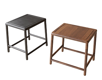 Modern solid wood stool 3d model