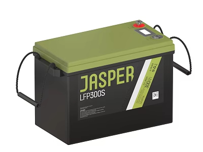 JASPER LFP300S Industrial Battery With Green Cover Black Body And Handles 3d model