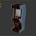 Vintage Computer Arcade Machine Featuring Screen Control Buttons Coin Slot And Blue Black Finish