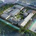Aerial View Planning of Modern Building Complex With Greenery Parking and Roads