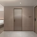 Modern Hotel Room Interior With Beige Walls Bed TV Table And Chair