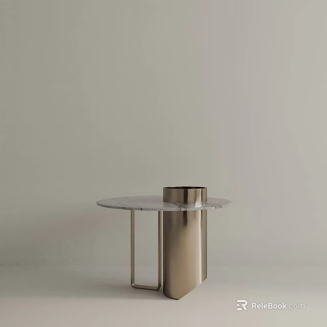 Modern Minimalist Side Table With Marble Top And Metal Frame For Living Room 3d model 