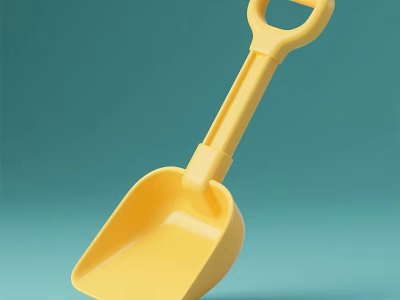 Bright Yellow Plastic Toy Shovel With Ergonomic Handle For Kids Sand Play 3d model