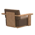 Modern Solid Wood Framed Brown Fabric Upholstered Leisure Chair For Cozy Home Living Space