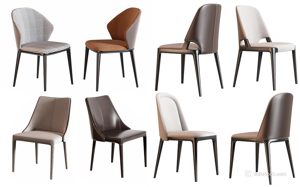 Modern Leisure Chairs With Various Styles Different Colors And Comfortable Backrests 3d model 
