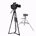 Professional And Compact Digital Cameras Mounted On Tripods With Circular Lighting Effect 3d model