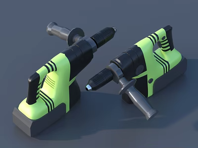 Two Green And Black Power Drills With Ergonomic Handle Design 3d model