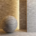 Brick Sphere Decorative Structure With Different Patterned Brick Walls in Interior