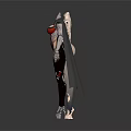 Futuristic Female Characters With Cybernetic Biomechanical Armor And Black Cloak Design