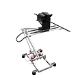 Mechanical Device With Metal Frame Black Component And Red Wheels On Mobile Base 3d model