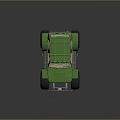 Green Custom Off Road Vehicle With Large Tires Roof Rack And Headlights