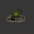 Vintage Computer Cooling Fan With Golden Blades Green Base And Metal Frame