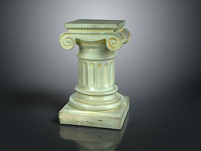 Classical White Marble Column in Scenic Historical Landscape with Spiral Capital 3d model