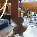 Modern Living Dining Room Interior With Hanging Chandelier Sofa Coffee Table And Outdoor Cactus View
