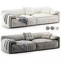 Light and Grey Two-Seater Sofa with Plush Cushions and Throw Blanket Options