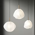 Modern White Pleated Pendant Lights With Gold Metal Rods For Interior Decor