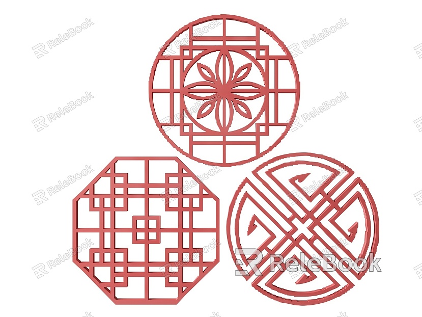 New Chinese Style Flower Lattice Carved Flower Lattice Window Flower Round Window Flower Carved Hollow Flower Window Vintage Pattern Window model