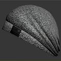Heather Gray Textured Knit Beanie With Ribbed Edge And Leather Patch 3d model