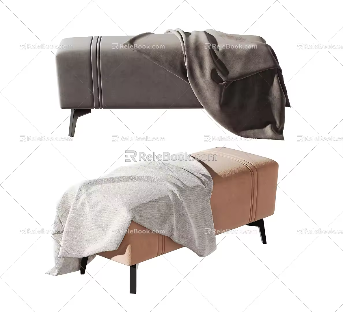 Modern bed end stool 3d model