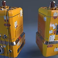 Yellow Commercial Industrial Equipment With Control Panel And Attached Cylindrical Accessory