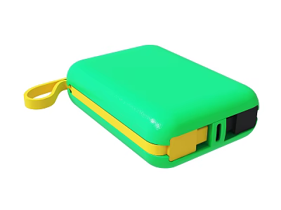 Portable Green And Yellow Compact Case With Strap For Small Devices 3d model