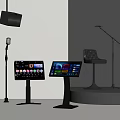 Entertainment Electronics Setup Featuring Microphones Touch Screen Devices Audio Speakers And Stands 3d model