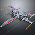 Sci Fi Starfighter Weapon With Red And Blue Stripes Multiple Engines 3d model