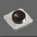 Rich Chocolate Truffle Served On White Square Plate With Dark Background 3d model