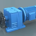 Blue Industrial Gear Motor With Gearbox And Mechanical Gear Components