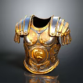 Ornate Gold Silver Armor Breastplate as Decorative Living Item with Intricate Patterns and Circular Badge