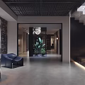 Modern Dining Area With Glass Table Metal Chairs Pendant Light And Decorative Plant Divider