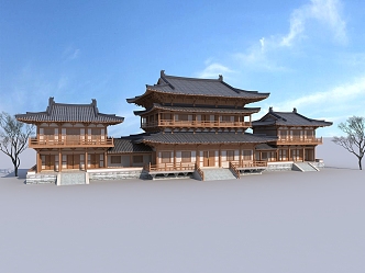 Chinese-style ancient building Tang Dynasty Fatang Mountain Gate 3d model