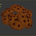 Golden Freshly Baked Stacked Chocolate Chip Cookies With Melty Chips
