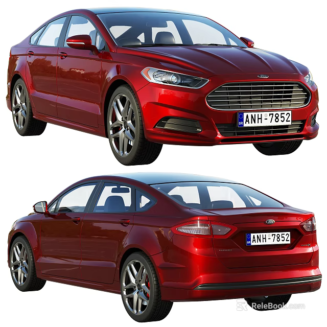 Red Sedan Car Showcasing Front And Rear Views 3d model 