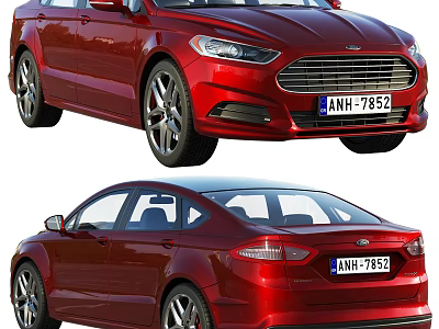 Red Sedan Car Showcasing Front And Rear Views 3d model