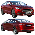 Red Sedan Car Showcasing Front And Rear Views 3d model