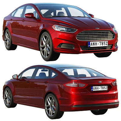 Red Sedan Car Showcasing Front And Rear Views 3d model