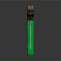 Green Lighter With Black Text And Metal Ignition Mechanism Design