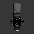 Professional Condenser Microphone With Metal Mesh And Shock Mount Black Gold Design