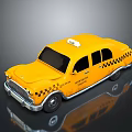 Vintage New York Yellow Taxi with TAXI Sign on Roof and Black Checkered Body
